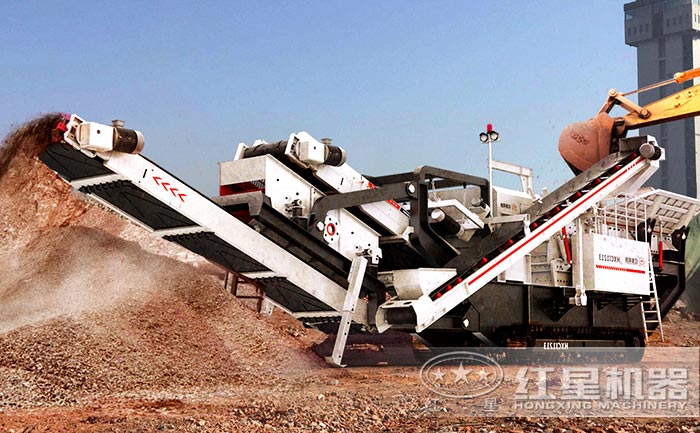 履帶移動石子破碎機客戶現場 履帶移動石子破碎機客戶現場